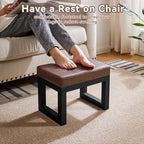 IBUYKE Small Footstool Ottoman, PU Faux Leather Footrest,Dark Brown WBD026Z - Image 4