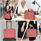 SEEKIND PU Leather Accordion File Organizer with Handle & Strap，12 Pockets Expanding File Folder with Zipper & Labels，Portable Document Organizer File for Letter A4 Files - Image 2