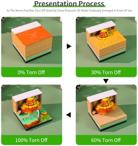 3D Calendar 2027, Desk Time Piece Calendar 2027,Tear-Away 3D Paper Art Notepad w LED Lights,Creative 3D Memo Artsy Pad Calendars, DIY Paper Carving Gift (Phoenix Perched Wutong) - Image 5