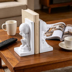 White Atlas Bookends Set of 2, Classic Greek Mythology Statues with Globes - Image 2