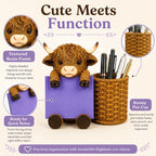 Highland Cow Note Pad Dispenser with Pen Cup, Desk Organizer - Image 5