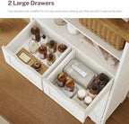 TEENFON Storage Cabinet with Doors & 2 Drawers, Kitchen Cabinet with Adjustable Shelf, Pantry Cabinets, Bathroom Cabinets, for Living Room, Entryway, Home Office, White - Image 5