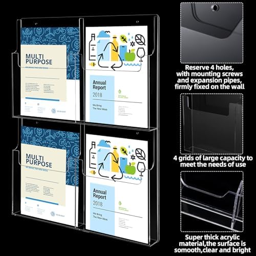 RattanView 2 Pcs Brochure Holder Wall Mount Acrylic Magazine Display - Image 5