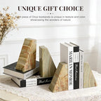 Koville Onyx Bookends, Marble Bookends for Shelves, Natural Stone Book Ends for Heavy Books, Decorative Bookends for Bookshelf Table Home Decor, Heavy Duty bookend for Large Books(Green) - Image 4