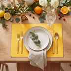 Artoid Mode Yellow Faux Leather Placemats Set of 8, 12x18 Inch Waterproof Wipeable Heat Resistant Vinyl Place Mats, Reversible Table Mats for Summer Kitchen Dining Decor - Image 2