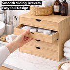 Neando Bamboo Desk Organizer with Drawers, 4-Tier Wooden Desk Organizer, Small Desktop Storage for Office Supplies, Makeup, Accessories, Space-Saving Organizer for Desk, Vanity & Home - Image 5