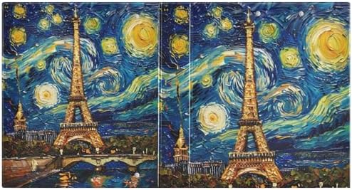 JIPONI 3 Ring Binder Paris Skyline by Van Gogh 1 Inch Round Binders for Men Women Students, Cute File Organizer for Office Home School - Image 2
