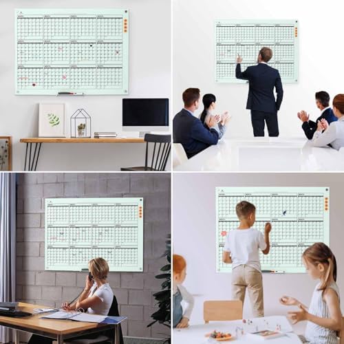 TSJ OFFICE Glass Calendar Whiteboard - 48" x 36" Yearly Planner for Wall - Image 6