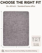 Funwheat Woven Office Chair Mat for Hardwood Floor, 36 x 48 in, Dark Grey - Image 2