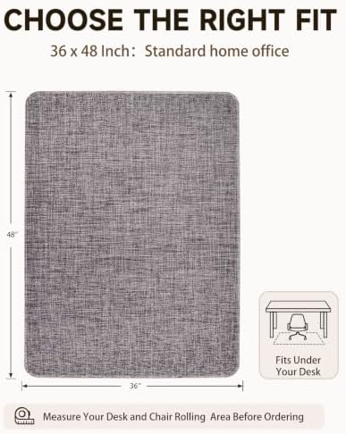 Funwheat Woven Office Chair Mat for Hardwood Floor, 36 x 48 in, Dark Grey - Image 2