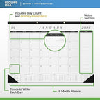 2026 Desk Calendar Large 22x17 Runs Until June 2027 Work Calendar with To-do List & Notes Yearly Preview 18 Months With Plastic Cover Desk Calendar 2025-2026 Large 22x17 Black White With Protective Cover Bulk Planner for Home School Office Pad Calendar... - Image 4