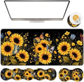 TGFEWYTJYJ Extended Gaming Mouse Pad,Memory Foam Ergonomic Keyboard Mouse Wrist Rest Support Set,Large Desk Mat with Stitched Edges,Non-Slip Base Mousepad Home Office,Retro Sunflowers Butterfly by GFEWYTJYJ
