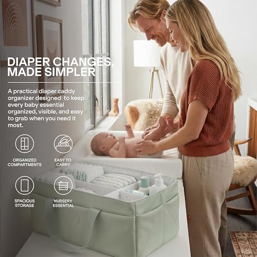 Koala Babycare Baby Diaper Caddy Organizer - Large Portable Nursery Storage Baby Basket with Handles for Newborn Essentials, Diapers, Wipes - Changing Table Caddy Organizer for Boy & Girl - Image 2