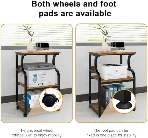 Natwind 3 Tier Printer Stand, 19.7"x15.7", with Charging Station,Retro - Image 5
