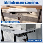 Novabright 30" X 12" Desk Extender Tray with Side Storage Rack Heavy Duty Desk Extender Under Desks Laptop Mount Keyboard Extenders for Desks with a Concealed Storage Area for Cable & Earphone (White) - Image 4