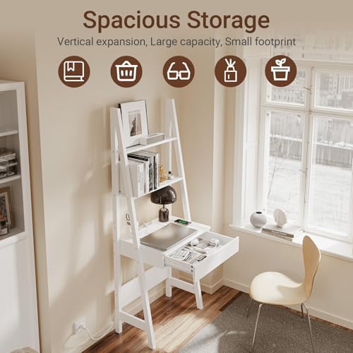 Haotian Ladder Desk with Power Outlet - Image 3