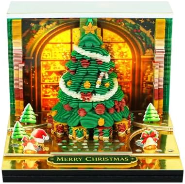 3D Calendar 2027, Tear-Away Desk Calendar, Paper Art Memo Pad, LED Light (Christmas B) - Image 2