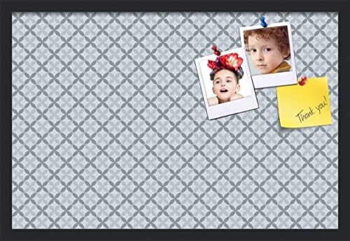 PinPix 27x18 inch Cork Bulletin Board. This Decorative Framed Pin Board Comes with Diamond Pattern in Shades of Blue Design and Satin Black. Ideal for Home, Office Decor or School (PinPix-222) by PinPixBulletinBoards