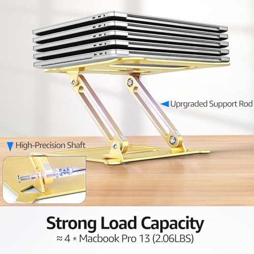 Urmust Adjustable Laptop Stand for Desk, 10-15.6“ Laptop Riser, Gold - Image 4