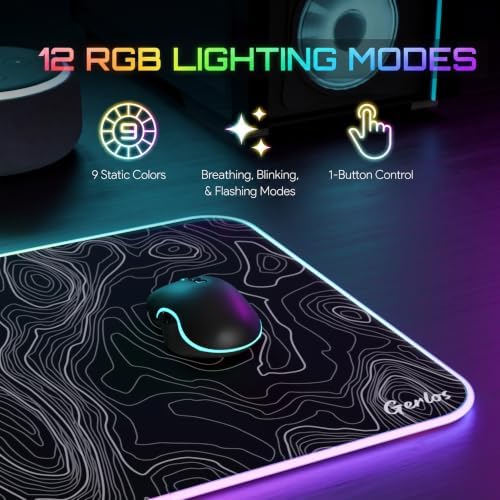 Gerlos RGB Gaming Mouse Pad, Large LED Desk Mat for Gamer, 31.5" x 11.8" - Image 5
