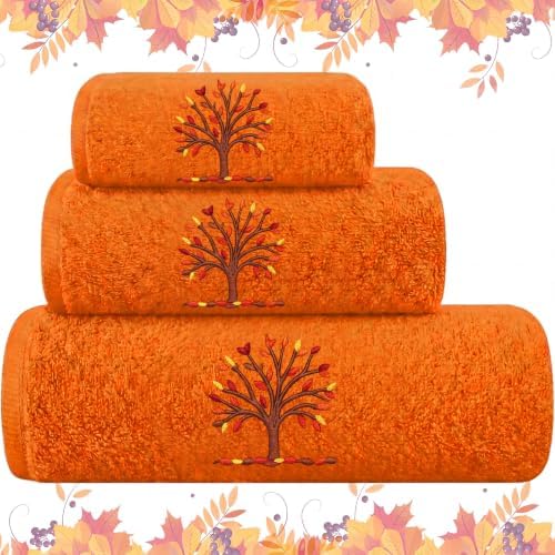 Peryiter 3 Pcs Fall Bath Towels Set, Fall Tree, Orange by Peryiter