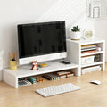 Solid Wood Monitor Stand Riser & Laptop Stand Desk Organizer - Office Accessories for PC Workspace, Computer Organization, Countertop Hutch White Combination 1 by Unknown