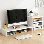 Solid Wood Monitor Stand Riser & Laptop Stand Desk Organizer - Office Accessories for PC Workspace, Computer Organization, Countertop Hutch White Combination 1 by Unknown