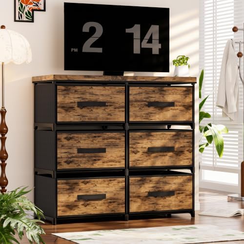 GcdPai Dresser 6 Fabric Drawer(16cm Height) Stand Leather Desktop - Image 6