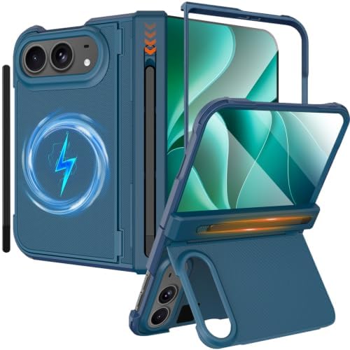 NINKI for iPhone Duo Case with Stylus Holder & Pen & Invisible Kickstand, Magnetic Screen Protector Hinge Shockproof Fold Phone Cover for iPhone Duo Case with Pen Holder and Hidden Stand 2026 – Blue by NINKISmartAccessories