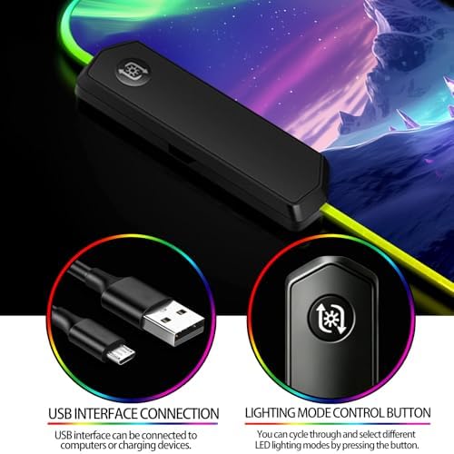 RGB Dragon Under Aurora Sky Gaming Desk Mat & Mouse Pad, XL - Image 4