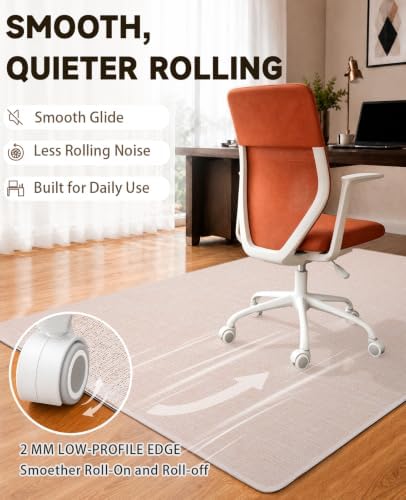 Funwheat Woven Office Chair Mat for Hardwood Floor, 36 x 48 in, Beige - Image 4
