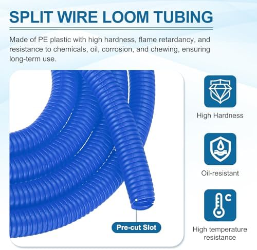MECCANIXITY 1 1/4" 20ft Split Wire Loom Tubing w/Installation Tool Blue - Image 3