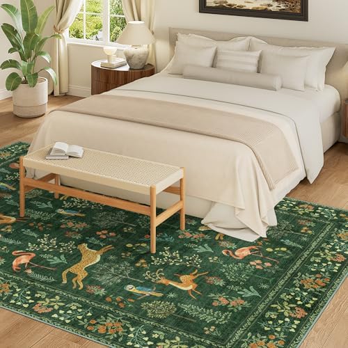 DUKINO 5x7 Area Rugs, Washable Animal Rug for Living Room Non Slip, Green - Image 3