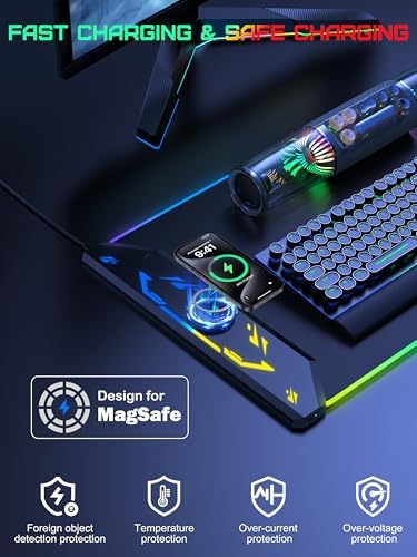5-in-1 RGB Mouse Pad with Wireless Charging, Large Gaming Desk Mat, Black - Image 2