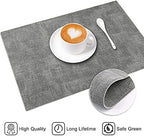 Leather Heat Resistant Placemats Set of 6 Waterproof Wipeable Washable PU Table Mats,Easy to Clean Anti-Slip (6, Light Grey) - Image 5