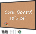 Cork Board Bulletin Board 24“ x 18”, Black Wood Framed Corkboard, Office Board for Wall Cork, Large Wall Mounted Notice Pin Board with 16 Push Pins for School, Home & Office by Justdowhatyouwanttodo