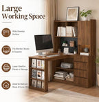 51.6" Corner Computer Desk with Drawers for Home Office, Walnut - Image 3