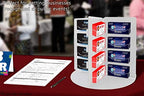 Marketing Holders Rotating Business Card Holder 32 Pockets for 3.5" x 2" Contact Info Cards Clear Acrylic Slots on White PVC Display - Image 2