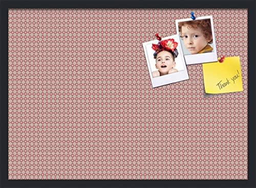 PinPix 28x20 inch Cork Bulletin Board. This Decorative Framed Pin Board Comes with Diamond Pattern in Pink and Beige Design and Satin Black. Ideal for Home, Office Decor or School (PinPix-290) by PinPixBulletinBoards