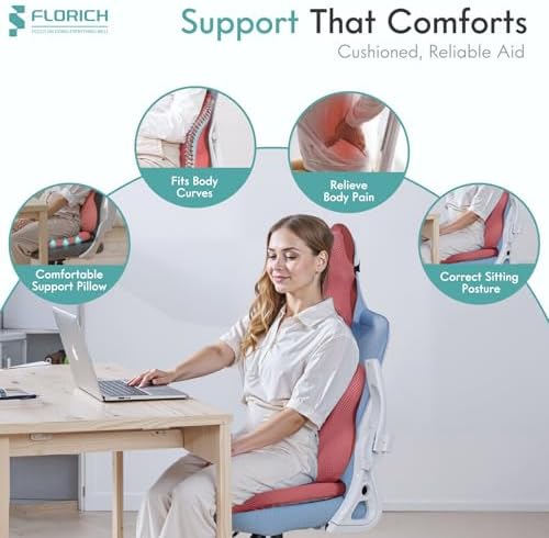 FLORICH Car Seat Cushion and Lumbar Support Pillow for Office Chair Car, Neck Headrest Pillow, Ergonomic Memory Foam, Pressure-Relieving Back Support for Car, Office Chair & Wheelchair – Red - Image 4