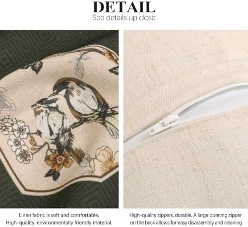 ISAENNE Vintage Linen Square Throw Pillow Cover,Set of 2,18"x18"-Murad E - Image 6