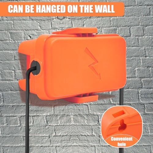 Hrensaw Small Weatherproof Electrical Connection Box(6 x 3.5 x 2.2inch),Outdoor Electrical Box,Waterproof Extension Cord Covers for Plug, Extension Cables, Holiday Lights,Orange (Pack of 2) - Image 5