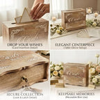 Wooden wedding Card Box with Lock - Elegant Graduation Decorations & Greeting Card Organizer, Secure Keepsake Storage for Cards, Invitations & More, Stylish & Functional Design - Image 2
