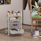 5-Tier Craft Organizer Cart with DIY Dividers,Rolling Utility Cart White - Image 5