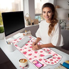 LIMKRIAN Strawberry Mouse Pad Large Desk Mat Set, Pink Ergonomic Mouse Pad - Image 2
