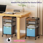 SWTYMIKI Rolling File Cart with Drawers - 4 Tier Under Desk Storage Craft Rolling Organizer Cart - Office Storage &Organization, Mobile Metal Filing Cabinet for Office and Home Espresso - Image 7