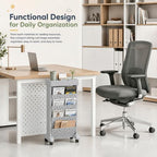 5-Tier Rolling Bookshelf Cart with Wheels, Gray - Image 5