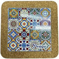 Portugal Azulejo Tiles, Ethnic Portugese Ceramic Tiles - Cork Trivets - Home & Wall Decorations (7.8 Inch - 20cm) (Portugal in 16 Multicolor Tiles) by GOLDTON