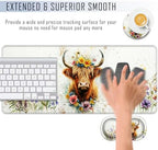 TGFEWYTJYJ Extended Gaming Mouse Pad,Memory Foam Ergonomic Keyboard Mouse Wrist Rest Support Set,Large Desk Mat with Stitched Edges,Non-Slip Base Mousepad Home Office,Cute Highland Cow - Image 4