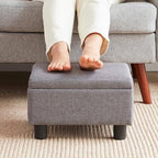 Small Foot Stool Under Desk Foot Stools Ottoman Footstool Foot Stools Small Footstools Foot Stool for Living Room Foot Rest 15" W x 12" D x 9.5" H Linen Dark Grey by BAKSEA